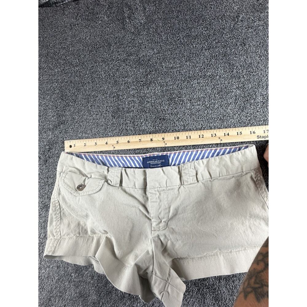 Y2K American Eagle Favorite Fit Khaki Cuffed Shorts Low Rise Women’s Size 8 - Picture 4 of 4